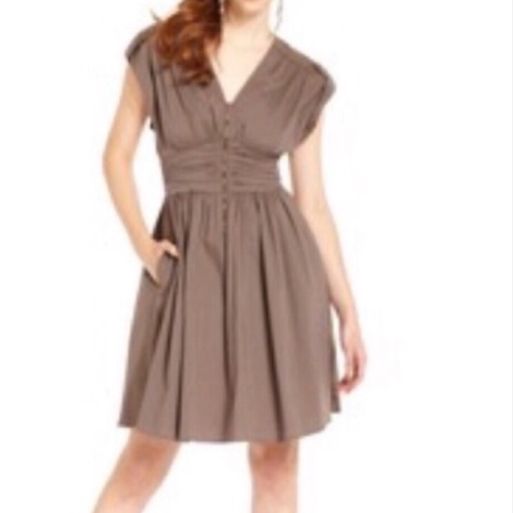 Bar III taupe utility front zip dress